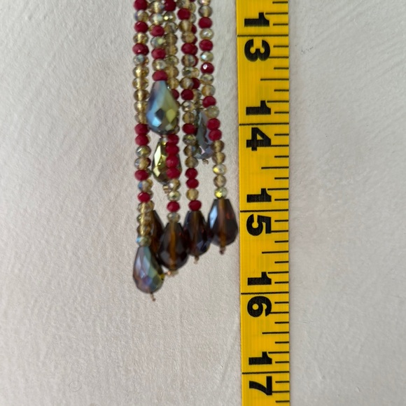 Elegant Maroon/Red, Gold, and Silver Colored Beaded Necklace - Picture 7 of 7